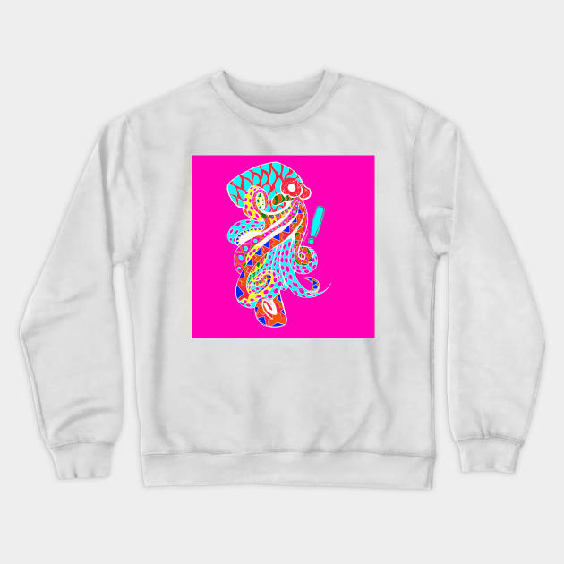 the magical octopus in squid game art pattern Crewneck Sweatshirt by jorge_lebeau